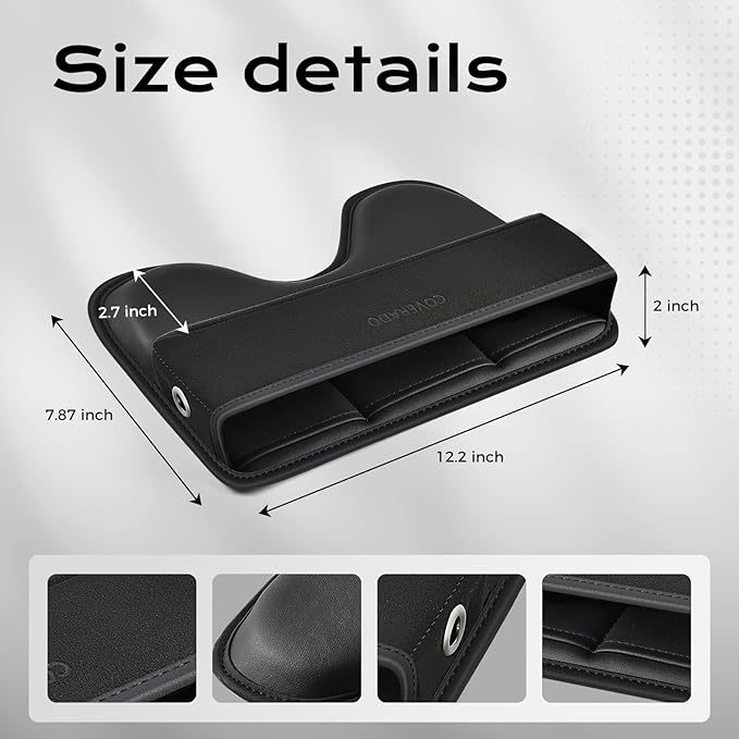 Coverado Universal Car Seat Gap Filler Organizer, Premium Suede Leather Car Seat Side Gap Filler, Seat Gap Storage Box for SUV Truck, Car Interior Accessories