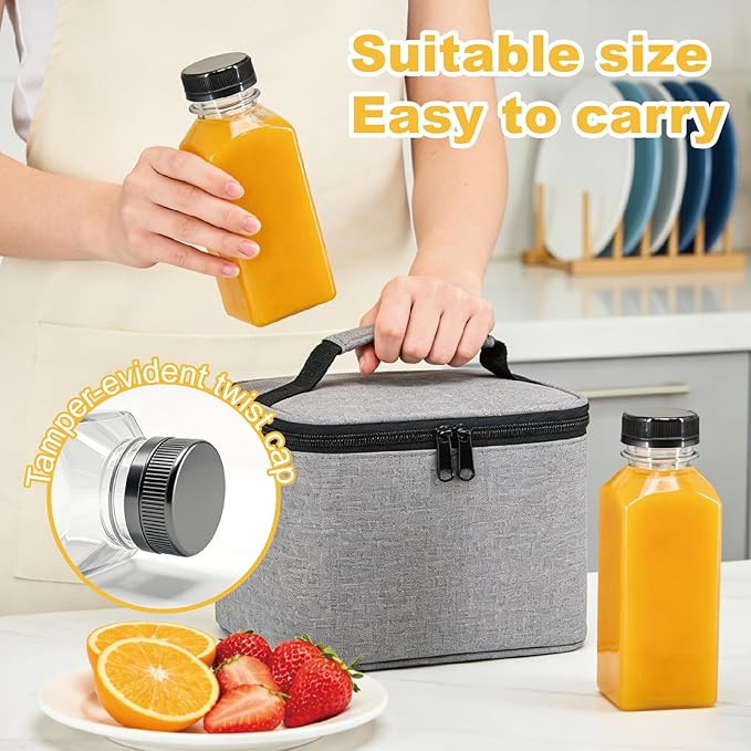 100 Pack 12oz Clear Reusable Plastic Juice Bottles with Caps, Food Grade BPA-Free Leak Proof Juicing Containers with 108 Labels & brush& Silicone Funnels for Homemade Juice, Smoothies & Travel
