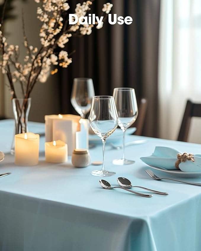 Pureegg Plastic Table Cloth Disposable 10 Pack, 54 x 108 Inch Table Cloths, Easter Party, Picnic, Wedding, Decorative Tablecloths, Rectangle, Baby Blue Plastic Cover, Leakproof & Sturdy, Light Blue