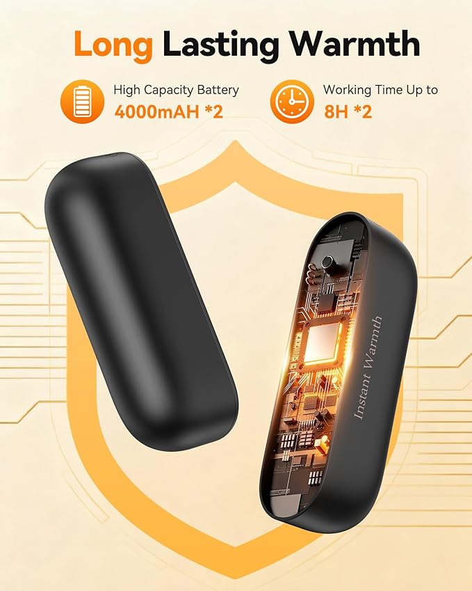 2 in 1 Hand Warmers Rechargeable, Magnetic Electric Hand Warmer 8000mAh USB-C, 3 Heat Levels up to 140°F, Quick Heating Portable Hand Warmers, Gifts