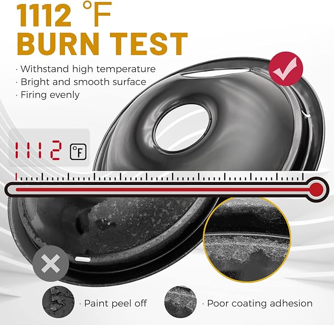 4 Pack Black Drip Pans, Compatible with Whirpool Kenmore Frigirate Stove Top Drip Bowls. Include 2 Pcs 6'' Range Replacement Drip Pans and 2 Pcs 8 '' Cooktop Drip Pans