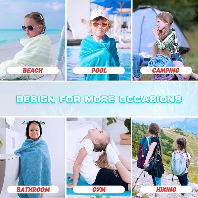 WERNNSAI Beach Towel for Kids, 30”x 60”Axolotl Quick Dry Sand Free Kids Beach Towel for Girls Personalized Beach Towel Pool Camping Travel Towel Soft Beach Blanket Bath Shower Towel