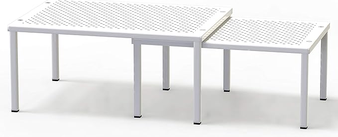 Simple Houseware Expandable Stackable Kitchen Counter Shelf Organizer, White, Metal Top, 11.25"L x 7.9"W x 5.4"H