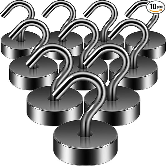 Neosmuk Magnetic Hooks, Cruise Ship Essentials, 40lb+ Heavy Duty Magnetic Hooks for Cruise Cabins, Refrigerator, Grill, Hanging, and Travel | Extra Strong Must-Have Magnet Hook, Gunmetal, Pack of 10