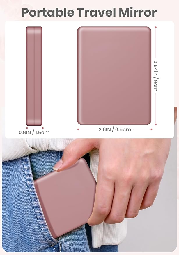 Compact Mirror, Rechargeable 30X Magnifying Mirror with 3 Lighting Modes & Dimmable Brightness, Portable Travel Makeup Mirror with Light, Essentials for Travel, Pocket, Purse, Gifts for Women Rose