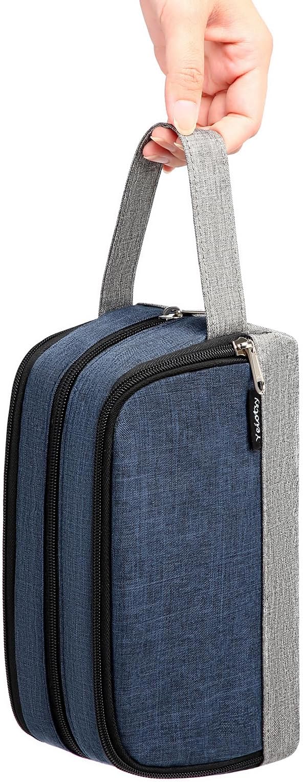 Yeiotsy Men's Travel Toiletry Bag – Color Clash Dopp Kit with Mesh Pockets, Durable Shaving Organizer for Gym, Camping & Weekend Trips