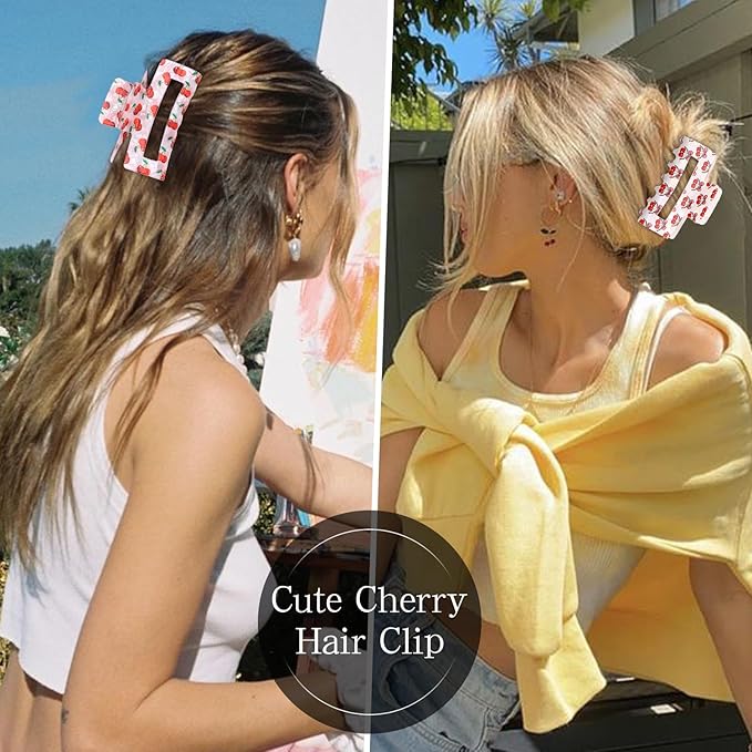 WHAVEL Cherry Hair Clip 2PCS Cute Claw Clips for Thick Hair Cherry Accessories for Women Spring Summer