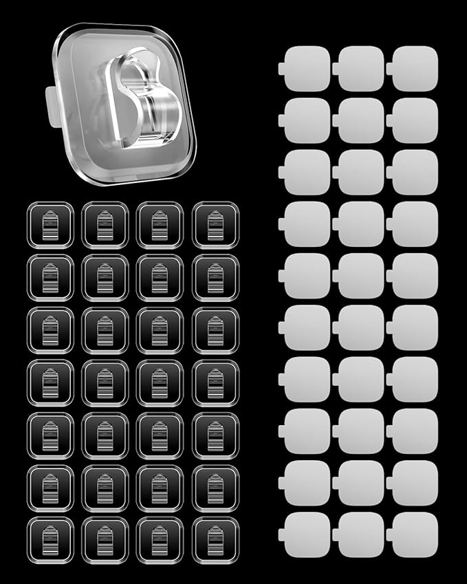 50 Mini Light Hooks with Adhesive Strips: Indoor Clear Small String Light Clips Damage Free - Plastic Wall Hook for Hanging - Fairy Tiny Christmas Light Cable Hangers Clip Decoration Decor