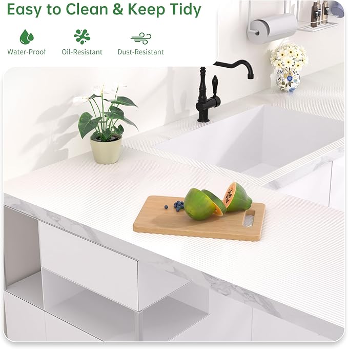 Shelf and Drawer Liner for Kitchen Cabinet, Non-Adhesive 12in x 240in Waterproof Durable Thickened EVA Material Easy-to-Cut Contact Paper Non Slip Mat for Refrigerator, Cupboard, Dresser