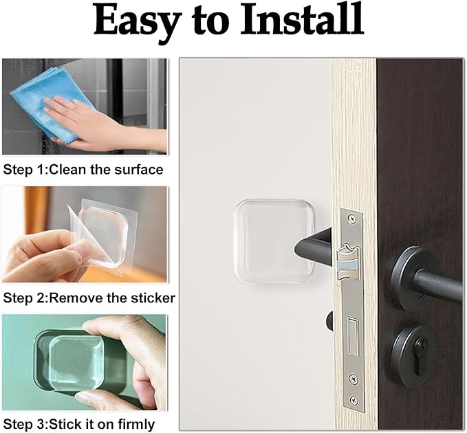 Door Stopper Wall Protector, Wall Shield Bumper Guard from Door Knobs,Sturdy Self Adhesive,Soft and Transparent,Washable Reusable Shock Absorbent Gel for Home Office (6, Transparent)