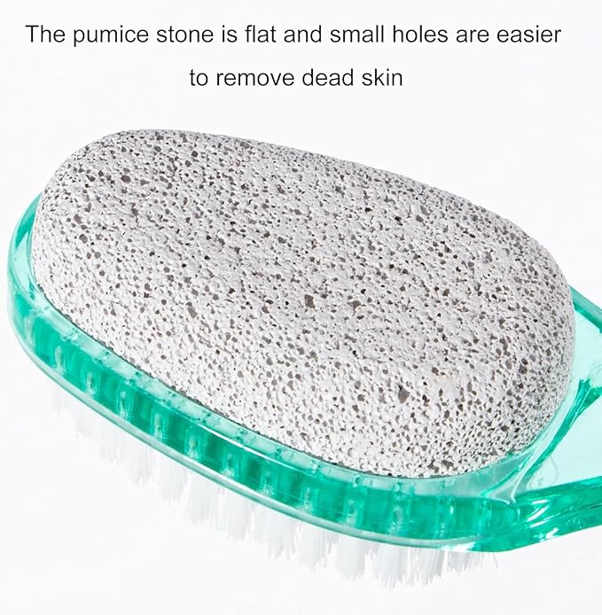 4 Pcs Foot Brush for Shower with Handle 2 in 1, Ooloveminso Large Foot Pumice Stone Brush Scrubber Foot File Calluses Remove Suitable for Horniness Foot Spa, Foot Care Smooth Skin (Green)