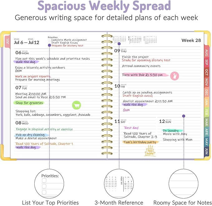 Forvencer Academic Planner 2026-2027, July 2026-June 2027 Weekly & Monthly Hardcover Calendar Planner, 8.5" X 11", Daily Agenda Book, School Office Notebook College Teacher Organizer A4, Marble Style