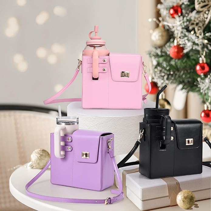 Outdoor Portable Crossbody Water Cup Purse Bag Water Bottle Carrier Bag with Phone Pocket Tumbler Carrier with Strap