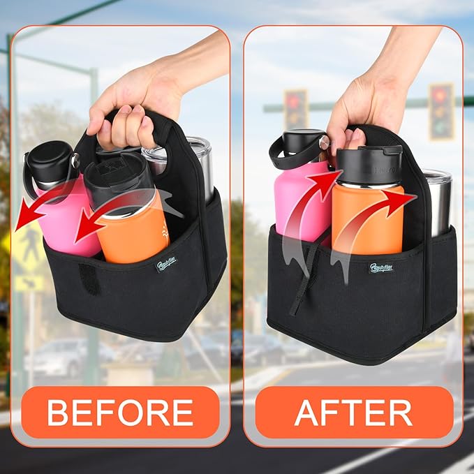 Beautyflier Reusable Insulated Coffee Cup Carrier, Portable Drink Holder with Handle Organizer Tote Bag for Hot & Cold Drinks