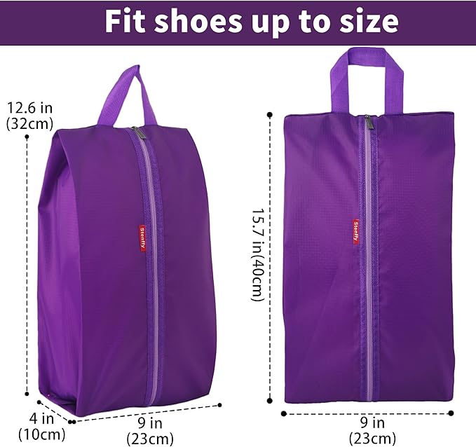 6pcs Portable Shoe Organizer, Travel Pouches with Zipper, Golf Shoe Bags, Clothes Bags, Soccer Cleats Bag Shoe Pouch for Gym, Waterproof, Odor-Resistant (Purple)
