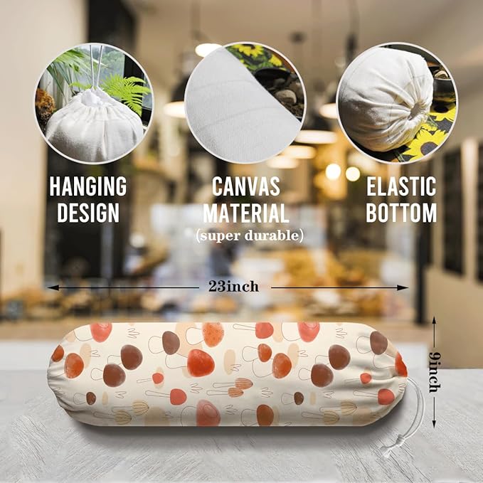 Mushroom Plastic Bag Holder, Reusable Grocery Bags Holder, Washable Hanging Shopping Bag Dispenser for Home Kitchen, Kitchen Housewarming Gifts, Kitchen Pattern Garbage Bag 51