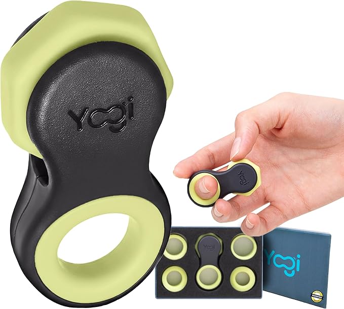 Yogi Fidget Toy – Silent Sensory Spinner for Adults & Kids – Stress Relief Fidgets for ADHD, Anxiety – Fidget Toys for Adults – Includes 5 Finger-Fit Rings – Work, School & Travel – Moonlight