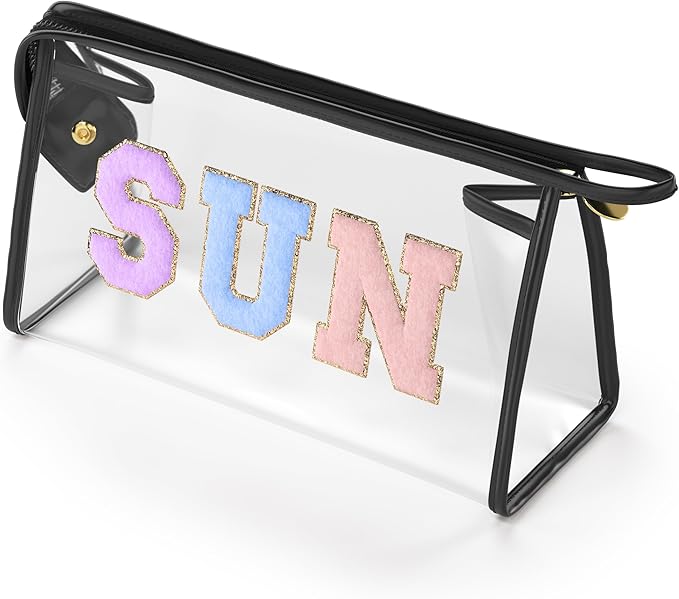 Embla Makeup and Lotion Bag - Waterproof Makeup and Sunscreen Pouch for Travel, Beach, Pool - Clear Zipper Pouch for Sunscreen and Cosmetics Storage, Durable Make Up Organizer for Beach Bag Essentials