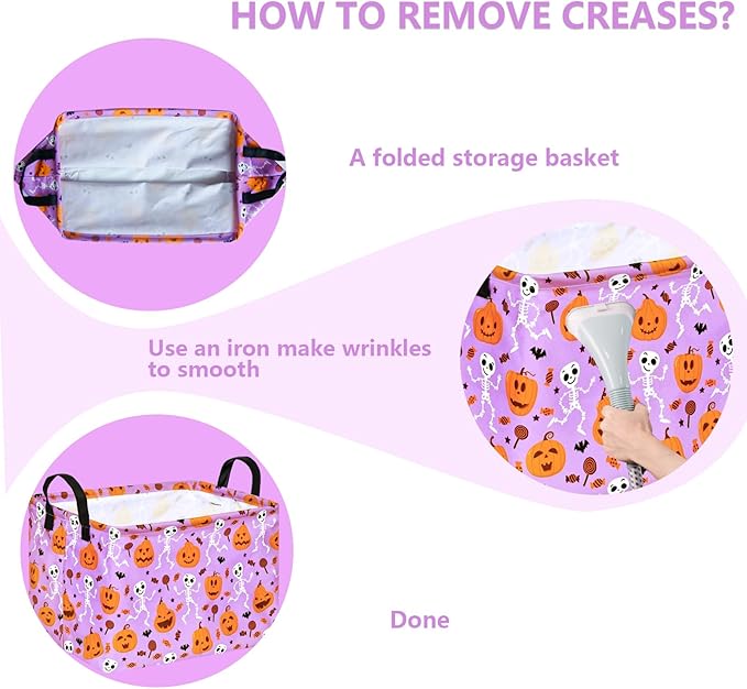 Rec Halloween Ghost Storage Basket Box Hamper Collapsible Organizer Bin Gift Shelf Baskets for Home and Kitchen Storage.