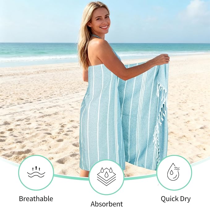YSYJ Turkish Beach Towel Set of 24 Oversized Beach Towels 36 x 71 Inches Sand Free Turkish Bath Towels Quick Dry Pool Towels 12-Color Mix Pack