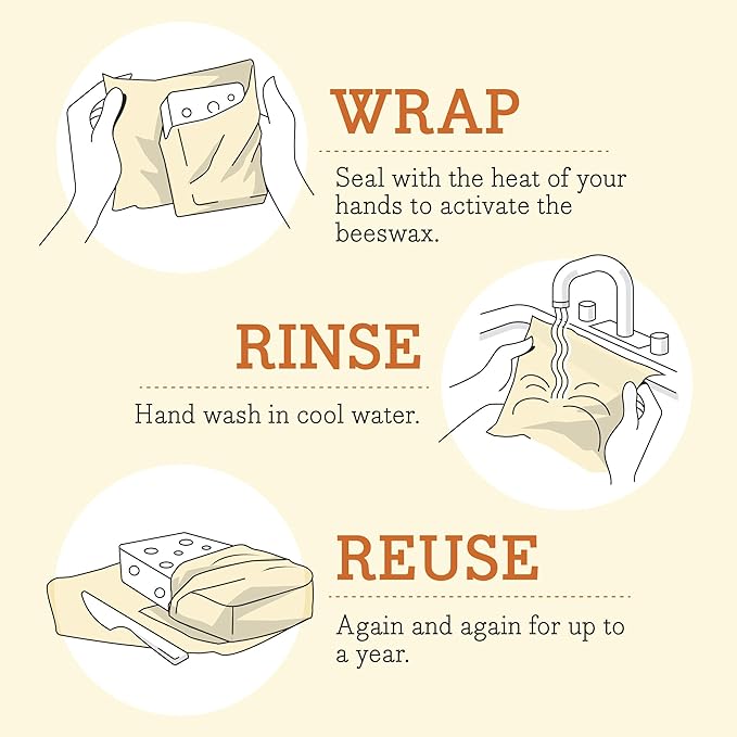 Bee's Wrap Vegan Beeswax Wraps for Food - Made in USA Reusable & Organic Food Wraps, Sandwich Wrap & Bowl Covers - Eco Alternative to Aluminum Foil & Plastic Wrap, Vegan Herb Garden 3 Pack (S, M, L)