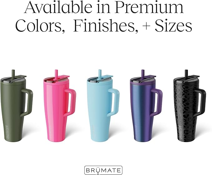 BrüMate Era Flip 40oz Tumbler with 100% Leakproof Covered Straw Lid | Hygienic Covered Straw | Insulated Stainless Steel Water Bottle with Handle | Cup Holder Friendly | BPA-Free (Curaçao)
