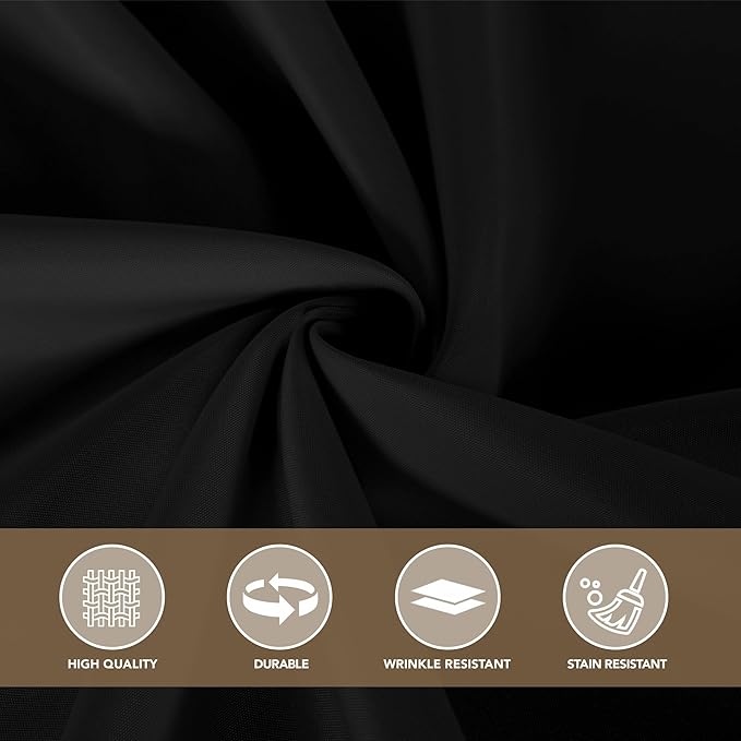 sancua Black Round Tablecloth 132 Inch Diameter, 6 Pack - Circle Polyester Fabric Table Cloth for Wedding Party Reception Banquet Birthday, Washable Formal Table Cover (Fit 54-96 Inch Tables)