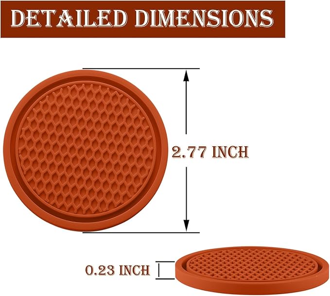SINGARO Car Cup Coaster, 4PCS Universal Non-Slip Cup Holders Embedded in Ornaments Coaster, Car Interior Accessories, Orange