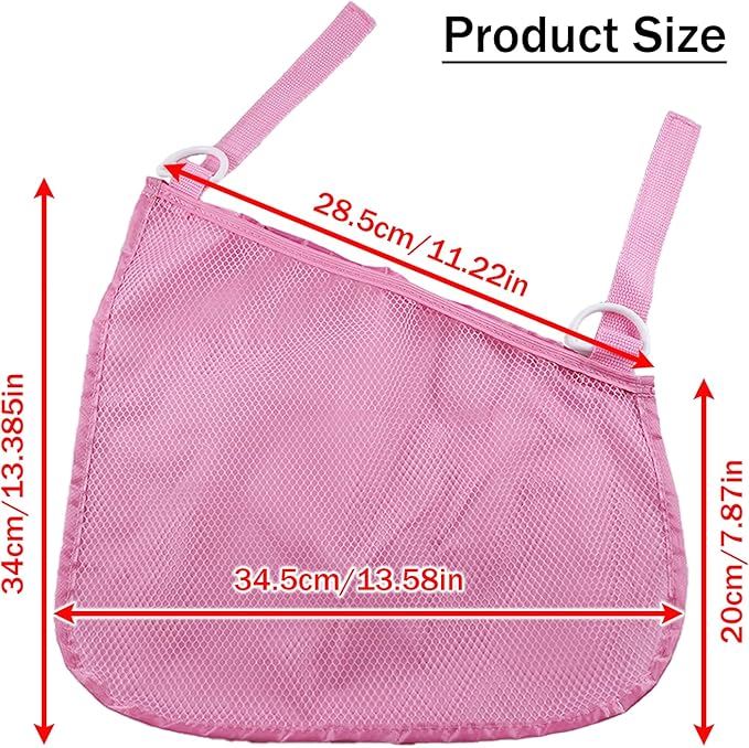 2PCS Universal Side Sling Stroller Cargo Net,Portable Storage Mesh Bag,Stroller Storage Organizer Bag,Non-Slip and Adjustable Straps Side Sling Mesh Organizer(Pink)