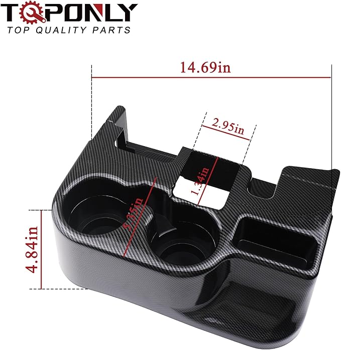Carbon Fiber Cup Holder Attachment for Center Console | Compatible with 2003-2012 Dodge Ram 1500 2500 3500 Truck | Replaces SS281AZAA Front Seat Add-On Cupholder Tray Insert