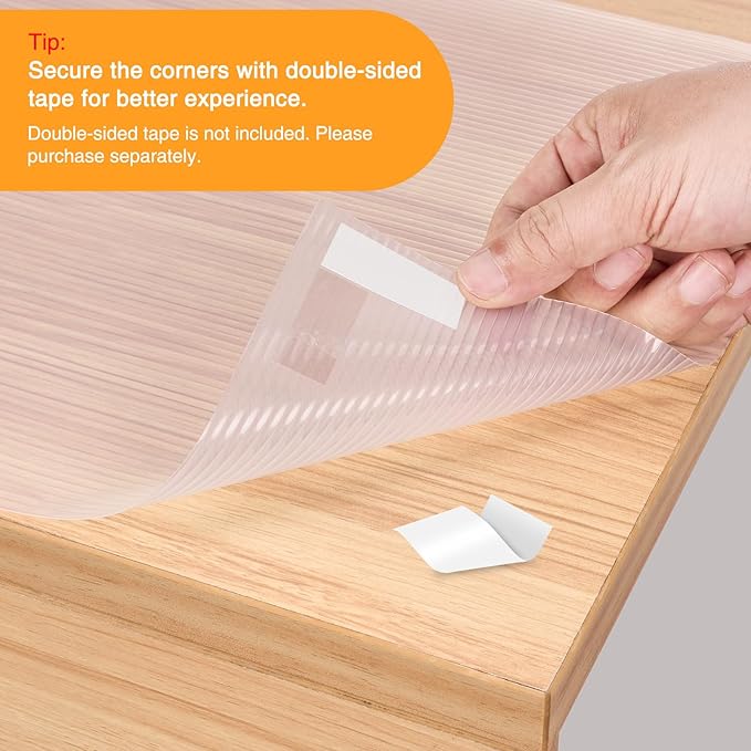 Glotoch Non-Adhesive Clear Shelf Liners for Kitchen Cabinets 12" x 20FT, Non-Slip Drawer Liners for Dresser, Waterproof Cabinet Liners for Shelves/Dresser/Refrigerator/Bathroom