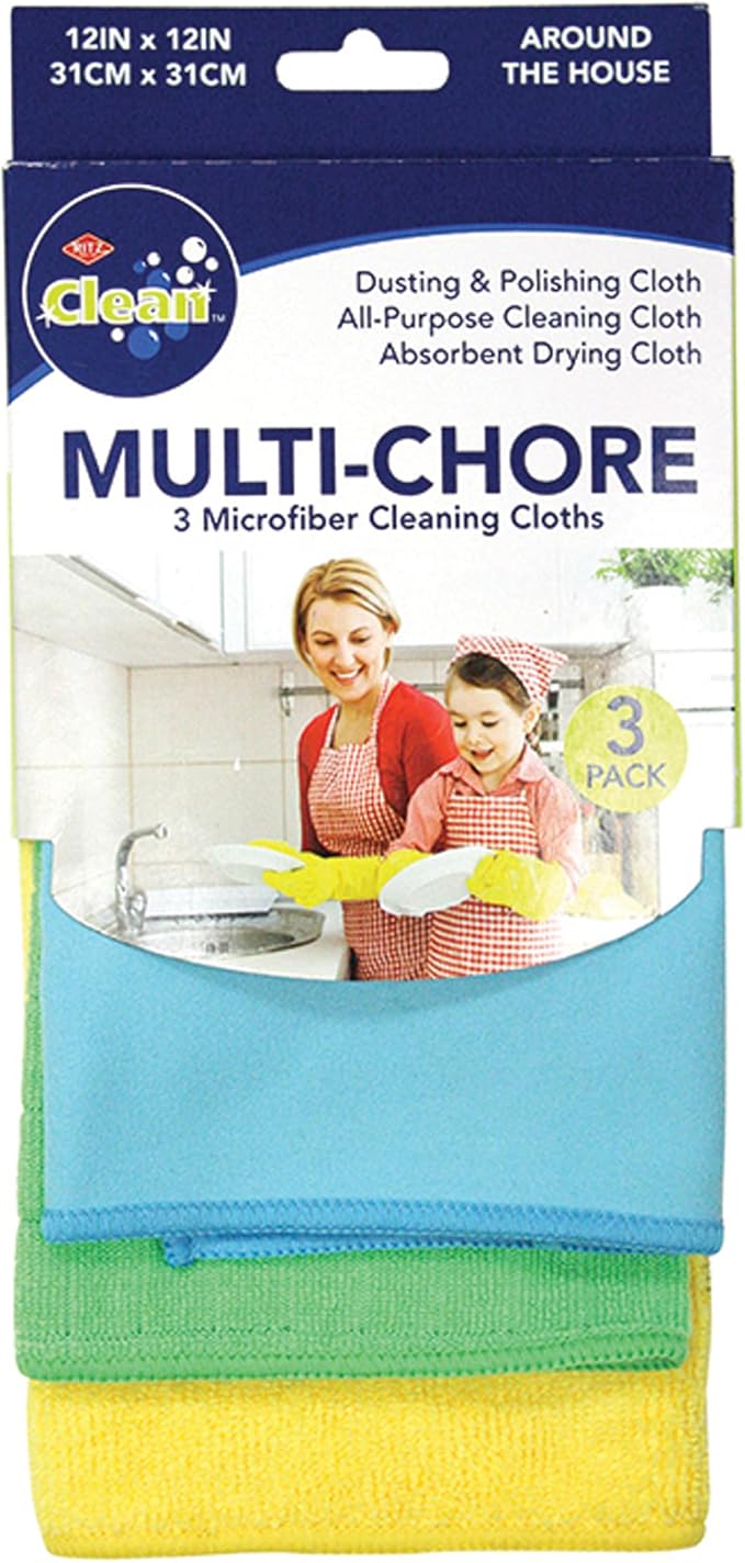 Ritz Multi-Chore Microfiber All-Purpose Cleaning Cloths: Dusting and Polishing - 18 Piece