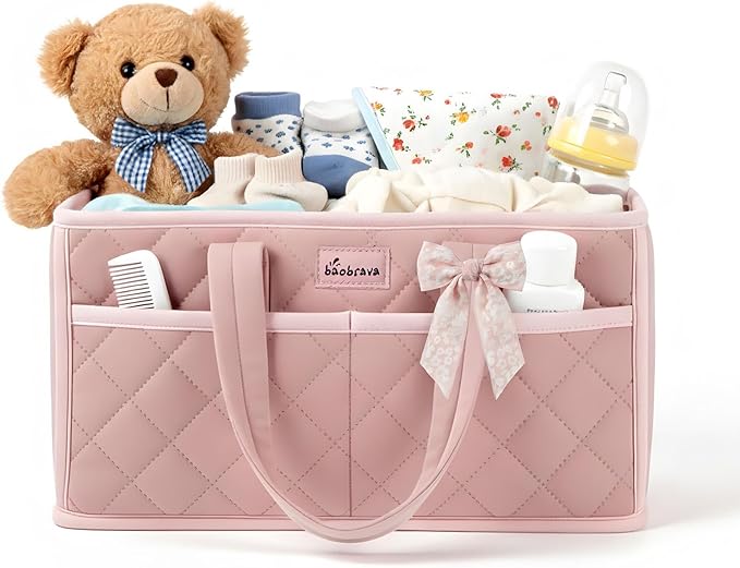 Diaper Caddy Organizer For Changing Table,Dutch Velvet Baby Diaper Caddy With 3 Removable Compartments &4 Side Pockets,Portable Diaper Basket For Car Organizer,Nursery Organizer For Essential Supplies