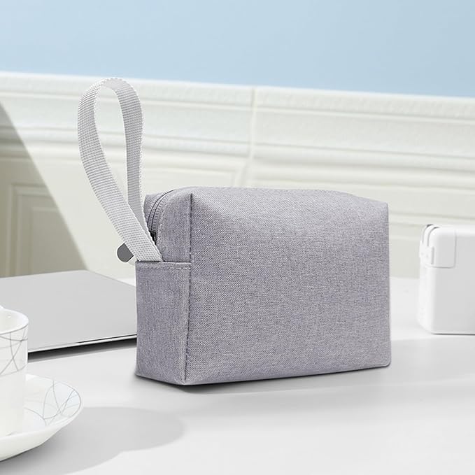 Waterproof Cosmetic Bag for Women | Soft Travel Makeup & Toiletry Organizer, Large Portable Storage for Makeup Products, Tissues, Electronics, USB Cables| Nylon, Durable & Stylish (Large-Grey)