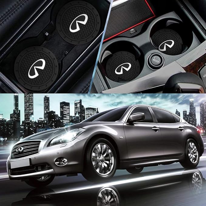 Car Interior Accessories for Infi?ti Cup Holder Insert Coaster - Silicone Anti Slip Cup Mat for in?niti QX50 Q50 Q70 Q70L Q60 QX30 QX60 QX80 (Set of 2, 2.75" Diameter)