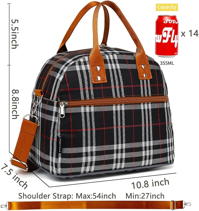 FlowFly Insulated Lunch Bag for Women & Men, Large Reusable Lunch Tote with Shoulder Strap & Handle, Freezable Cooler Bag for Work, Travel & Meal Prep,W&B (W&B)