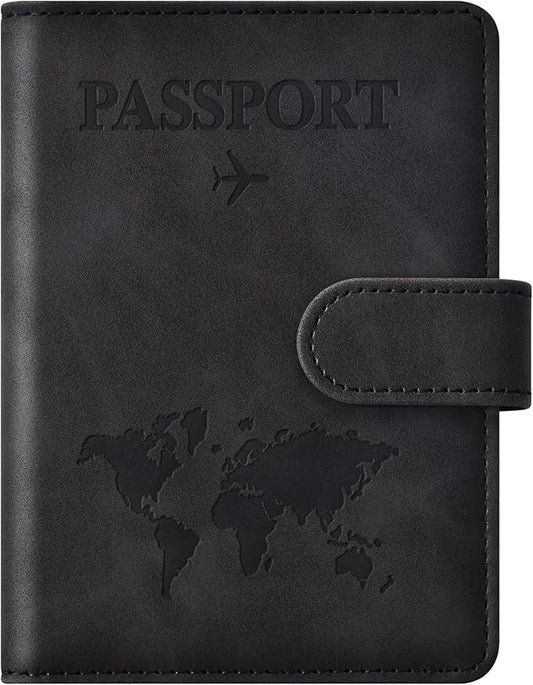 Eoehro Passport Holder for Travel Essentials, Passport Wallet Cover Case for Travel Must Haves Accessories,Passport Book Holders for Women and Men(black)