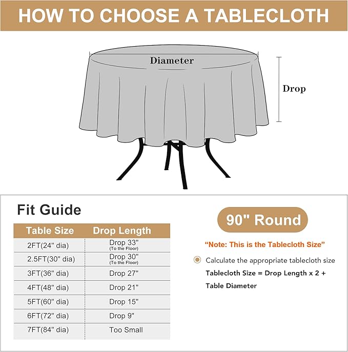 sancua 90 Inch Round Tablecloth Black, 8 Pack - Circle Polyester Fabric Table Cloth for Wedding Party Reception Banquet Birthday, Washable Formal Table Cover (Fit 30-72 Inch Tables)