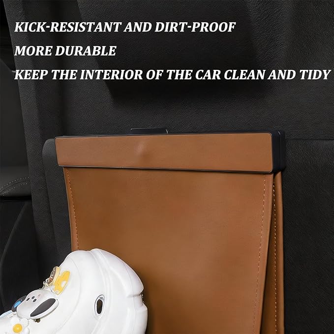 HZEL Car Trash Can, Multifunctional Leather Hanging Leakproof Backseat Garbage Container Bin, Auto Interior Backseat Dustbin Trash Bag Storage Organizer, Universal for SUV RV Truck (Light Brown)