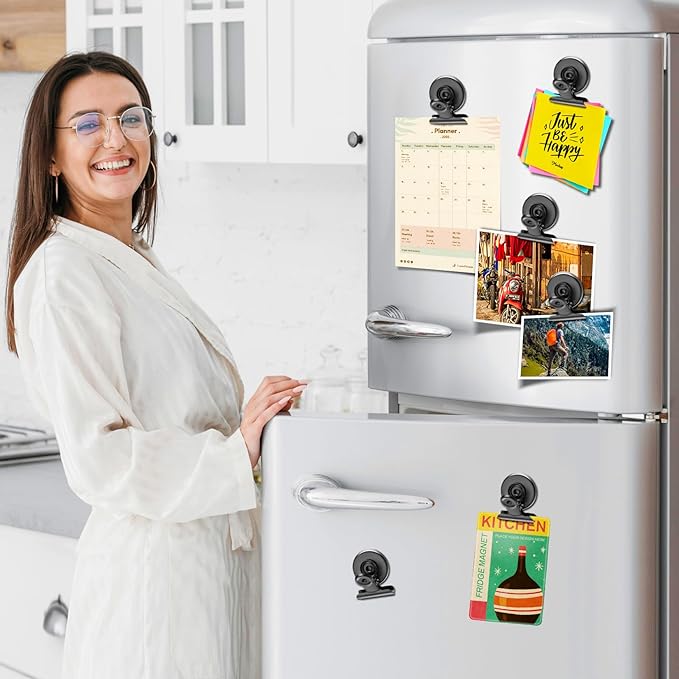 20 Pack Magnetic Clips Heavy Duty, Black Magnet Clips for Fridge, Refrigerator Magnets, Strong Magnetic Clip, Scratch Free Magnets with Clip for Whiteboard, Refrigerator, Locker