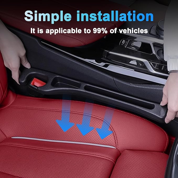 Hekmaden 4-Pack No-Drop Seat Guard - Universal Car Seat Gap Filler Blocker | Never Lose Phone, Keys, or Credit Cards Again Between Seat & Console (4)