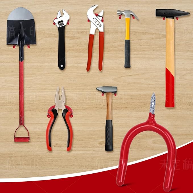 Lian.Ripple.Lian 6 Pack Garage Storage System Steel U Hooks with Anti-Slip Coating Home Improvement and Organization Screw in Hooks Easy Wall Mounting Heavy Duty Bike and Ladder (Red, 6 Pack)