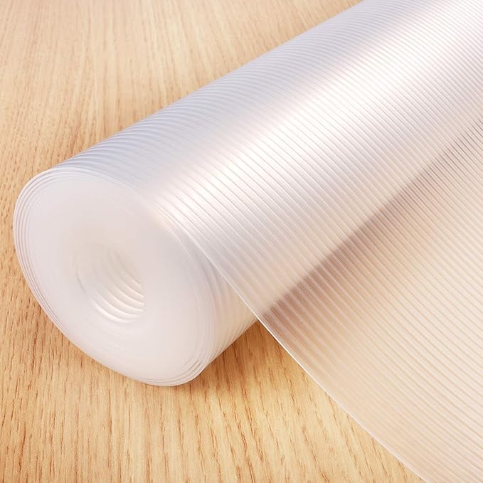 Glotoch Non-Adhesive Clear Shelf Liners for Kitchen Cabinets 12" x 20FT, Non-Slip Drawer Liners for Dresser, Waterproof Cabinet Liners for Shelves/Dresser/Refrigerator/Bathroom