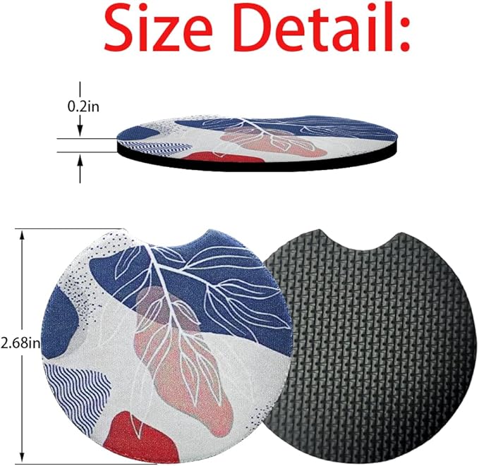 Moly Magnolia 2 Pack Car Coasters for Drinks Absorbent - 2.75 Inch Cute Car Cup Holder Coasters for Women, Removable Cup Holder Coaster for Women Girls, Car Interior Accessories (Style K)