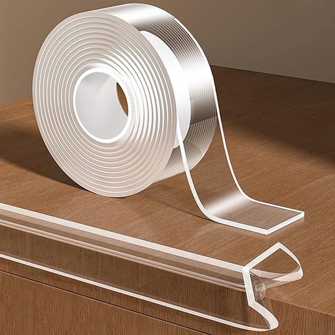 1.18 in x 9.84 FT, Clear Edge Protector Strip Sharp Edge Wrap Cover Tape, Self-Adhesive Protective Bumper Guards for Cabinet Door, Desk, Glass Table, Bed Furniture, Kitchen Countertop, Waterproof
