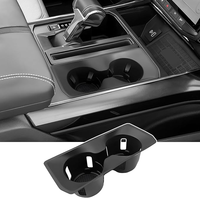 Cup Holder for 2021-2025 Ford F150 Center Console Cup Holder Insert Silicone Cupholder Coaster Liner for 2021 2022 2023 2024 2025 F-150 Truck Interior Accessories Black(Fit Bucket Seat Only)