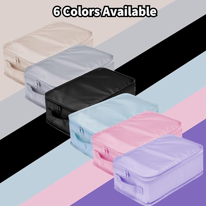 tianzong 2 Pack Plaid Travel Shoe Bag with Carry Handle & Mesh Pocket - Shoe Organizer for Sneakers, Heels, Sandals, Gym, Laundry (Blue)