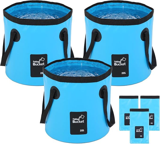 3 Pcs 5 Gallon Bucket Collapsible Foldable Bucket with Handle 20L Outdoor Water Buckets Collapsible for Camping Fishing Hiking to Hold Water Folding Container Carry Bag Lightweight