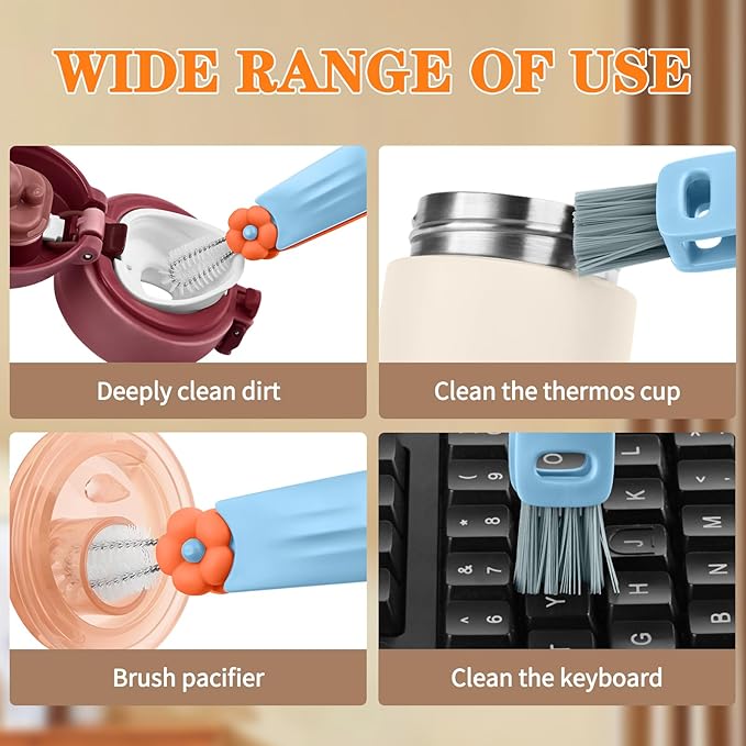3 in 1 Cup Lid Cleaning Brush Set, Multifunctional Bottle Crevice Cleaning Brush, Portable Cup Lid Gap Cleaner, Water Bottle Cleaner Brush, Home Kitchen Cleaning Tools