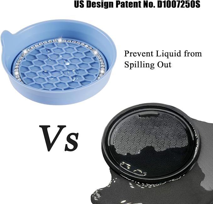 Amooca Car Cup Coaster Universal Non-Slip Cup Holders Bling Crystal Rhinestone Car Interior Accessories 2 Pack Gray Blue